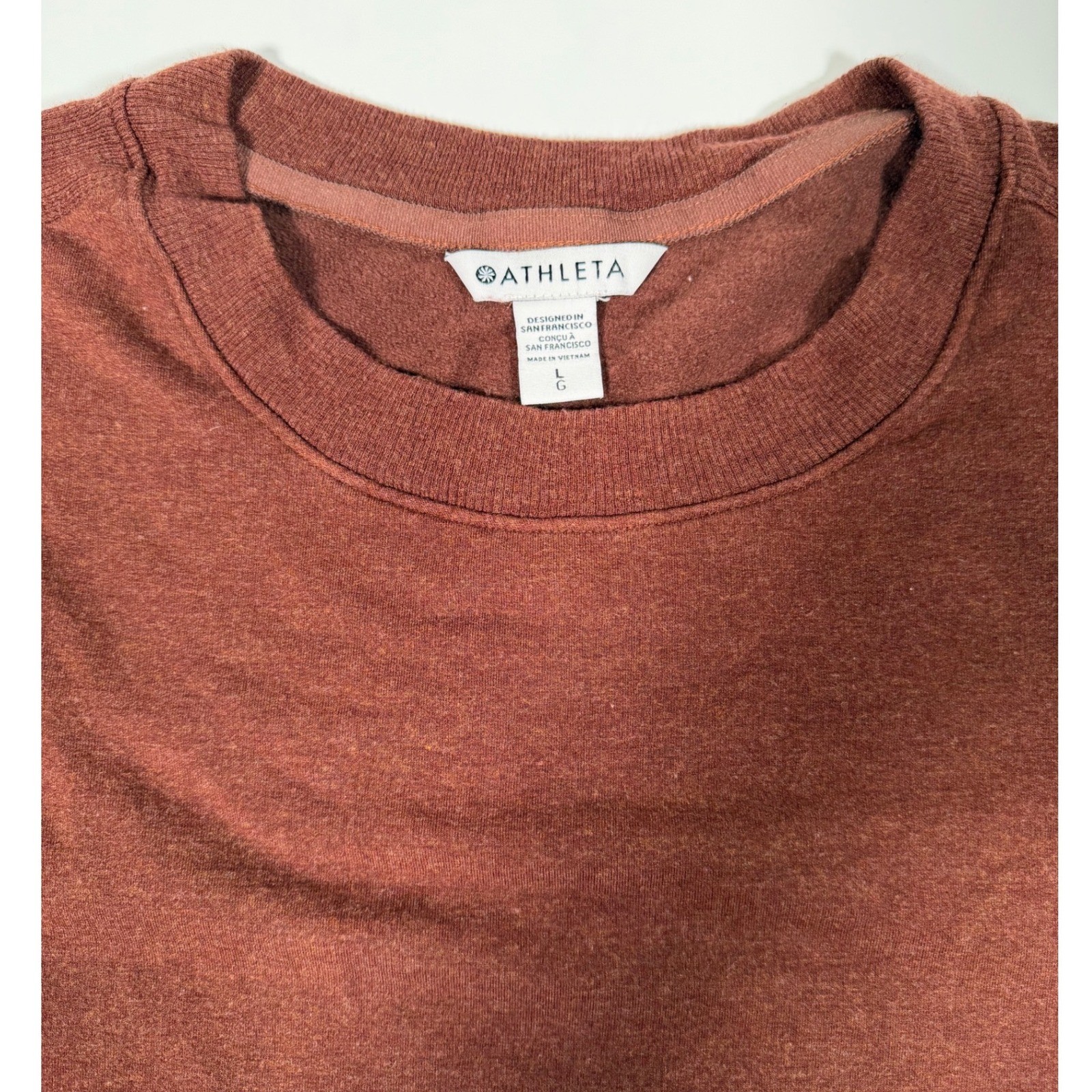 Athleta Large Rust Heathered Modal Tunic Sweatshirt Side Zip Long Sleeve Pockets