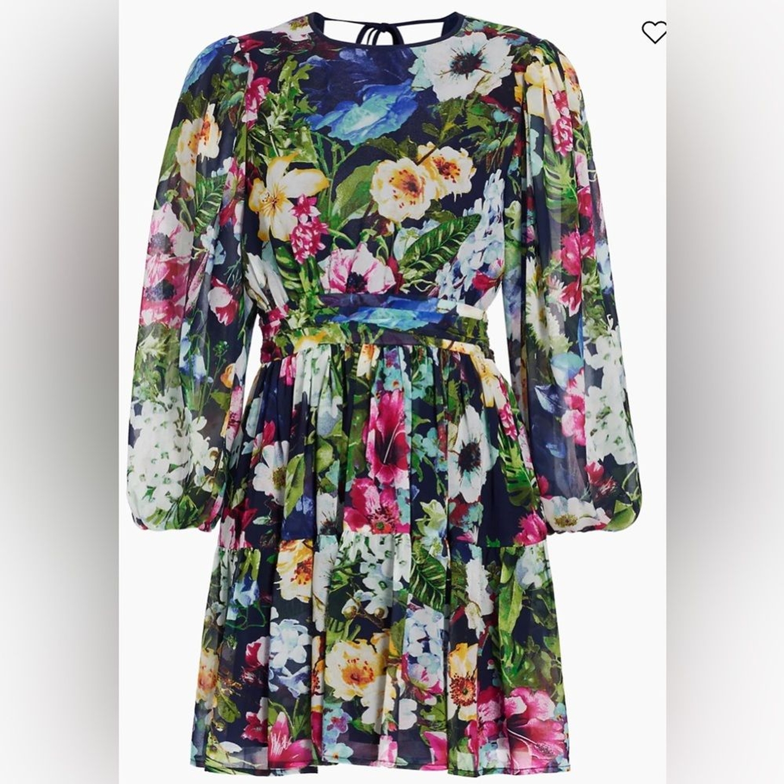 NWT LDT Ink Eden Floral Long Sleeve Open Back Mini Dress with Pockets – Size 4