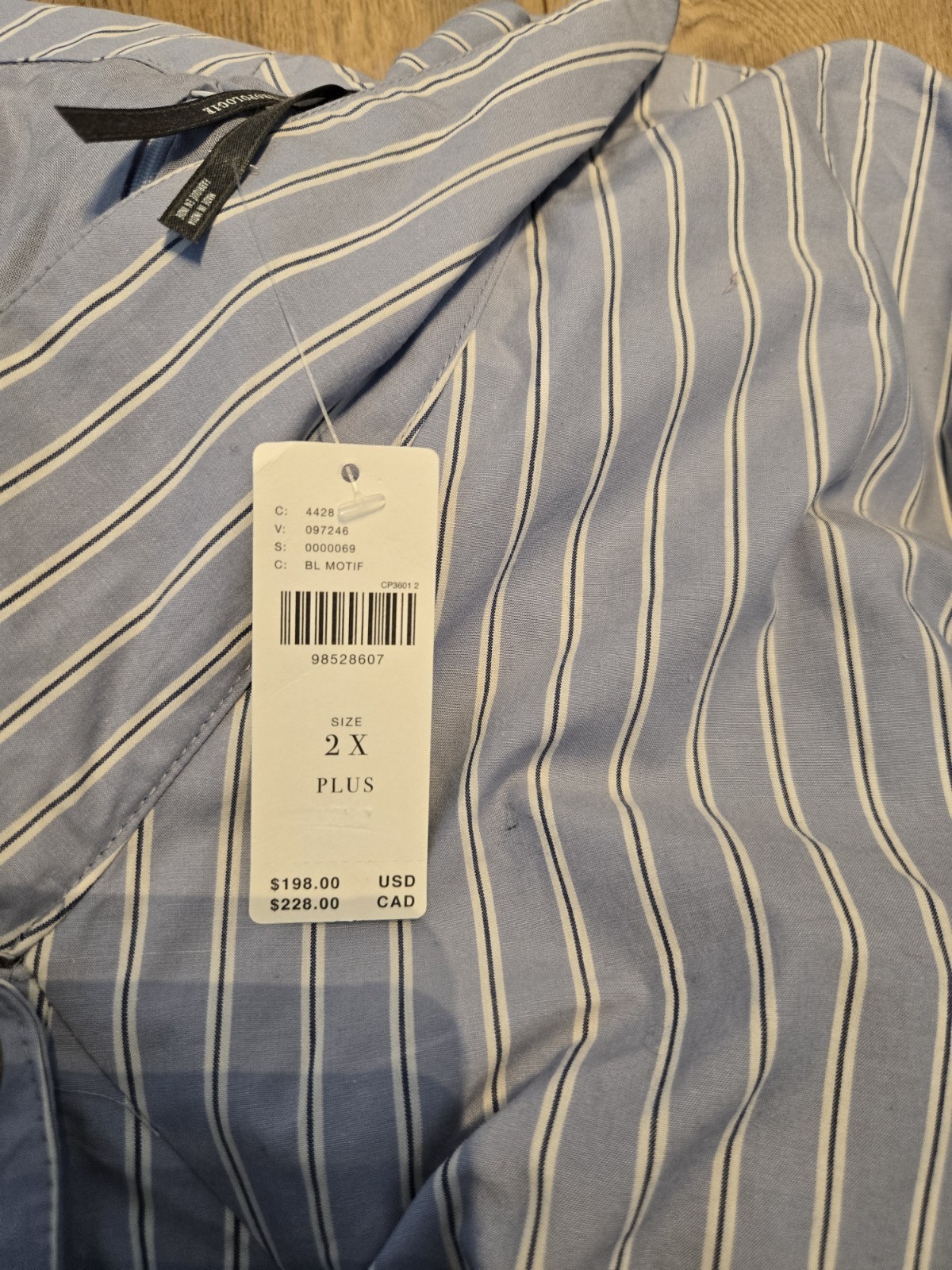 Anthropologie Tobie Button Front Pleated Shirt dress Size 2X Stripe Cottage Blue