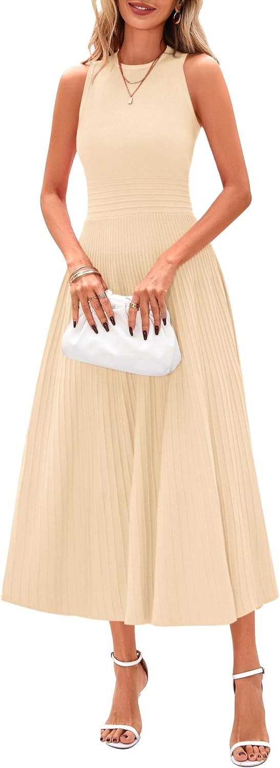 Spring Casual Dresses for Women 2026 Summer Business Work Midi Sleeveless A Line