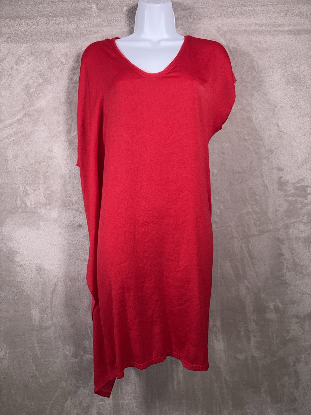 Helmut Lang Asymmetrical Shift Dress Womens Small Red Oversized Modal Knit