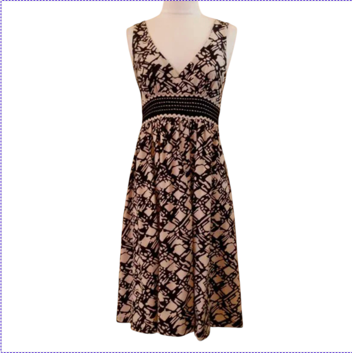 Basil & Maude Balinese Print, Empire Waist One of a Kind Dress Sample Size
