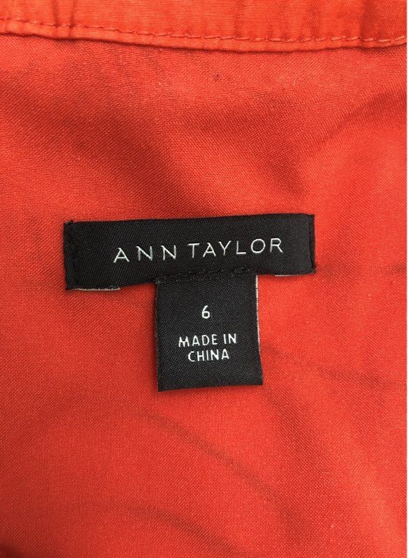 Ann Taylor Women’s Orange Abstract Leaf Print Halter Neck Shift Dress Sz 6