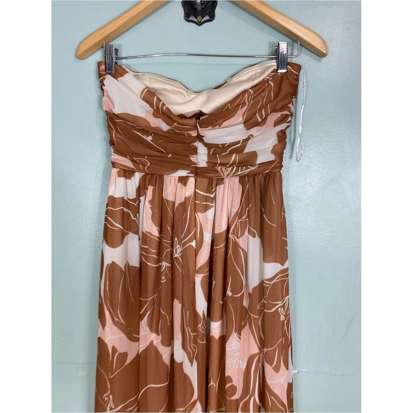 Katie May Adele Strapless Gown Brown Floral Cut Out Small