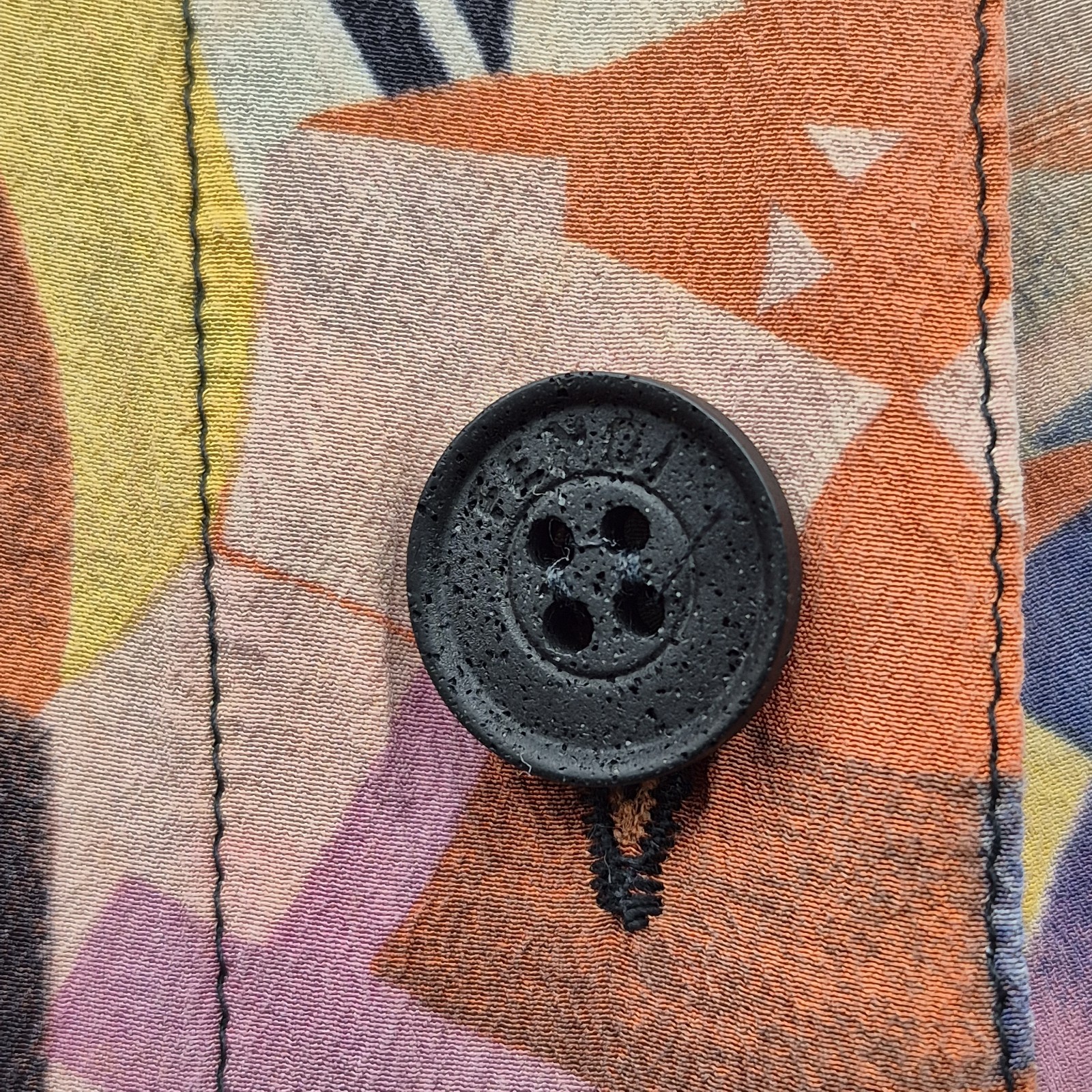 Silk Dress Abstract Face Print Button Front Colorful Graphic Fendi Logo Buttons