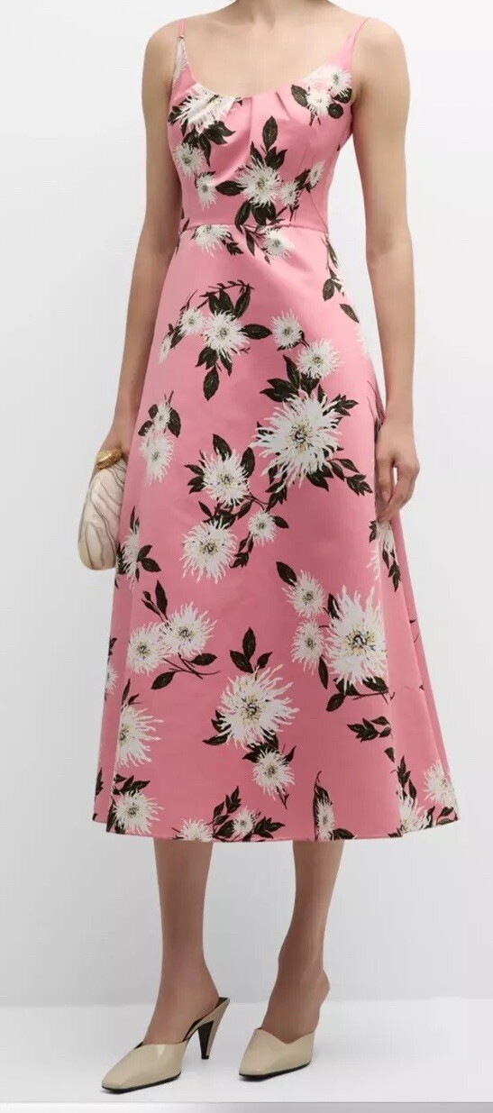 Emilia Wickstead Autumn Winter 2024 Wenna Pink Dahlia Taffeta dress Size 8 US