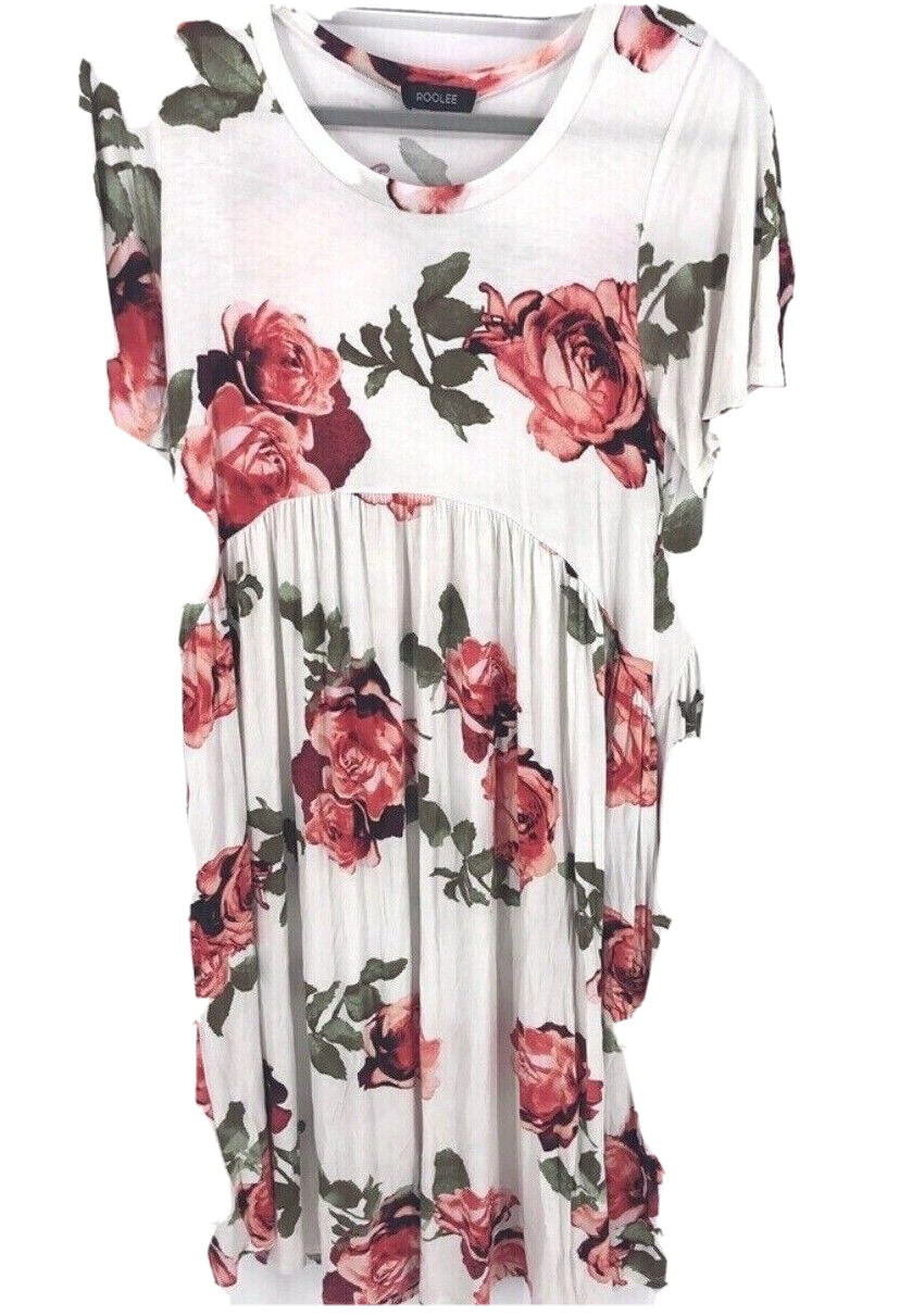 Roolee Midi Dress Womens Medium Floral Stretch Pockets Cottage Fairy Romantic