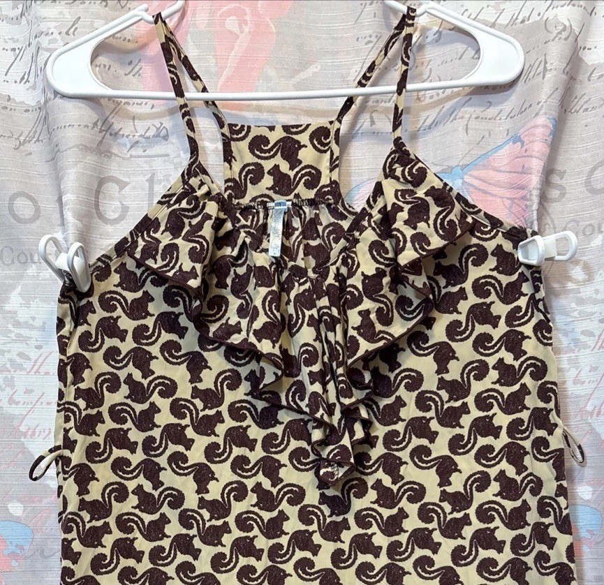 MOONLIGHT Printed Spaghetti Strap Ruffle Neck Detail Mini Summer Dress **NO BELT