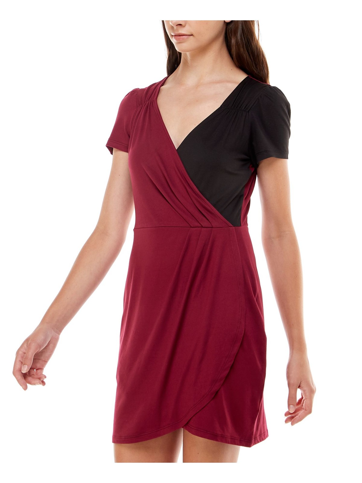ULTRA FLIRT Womens Burgundy Pullover Short Sleeve Short Dress L