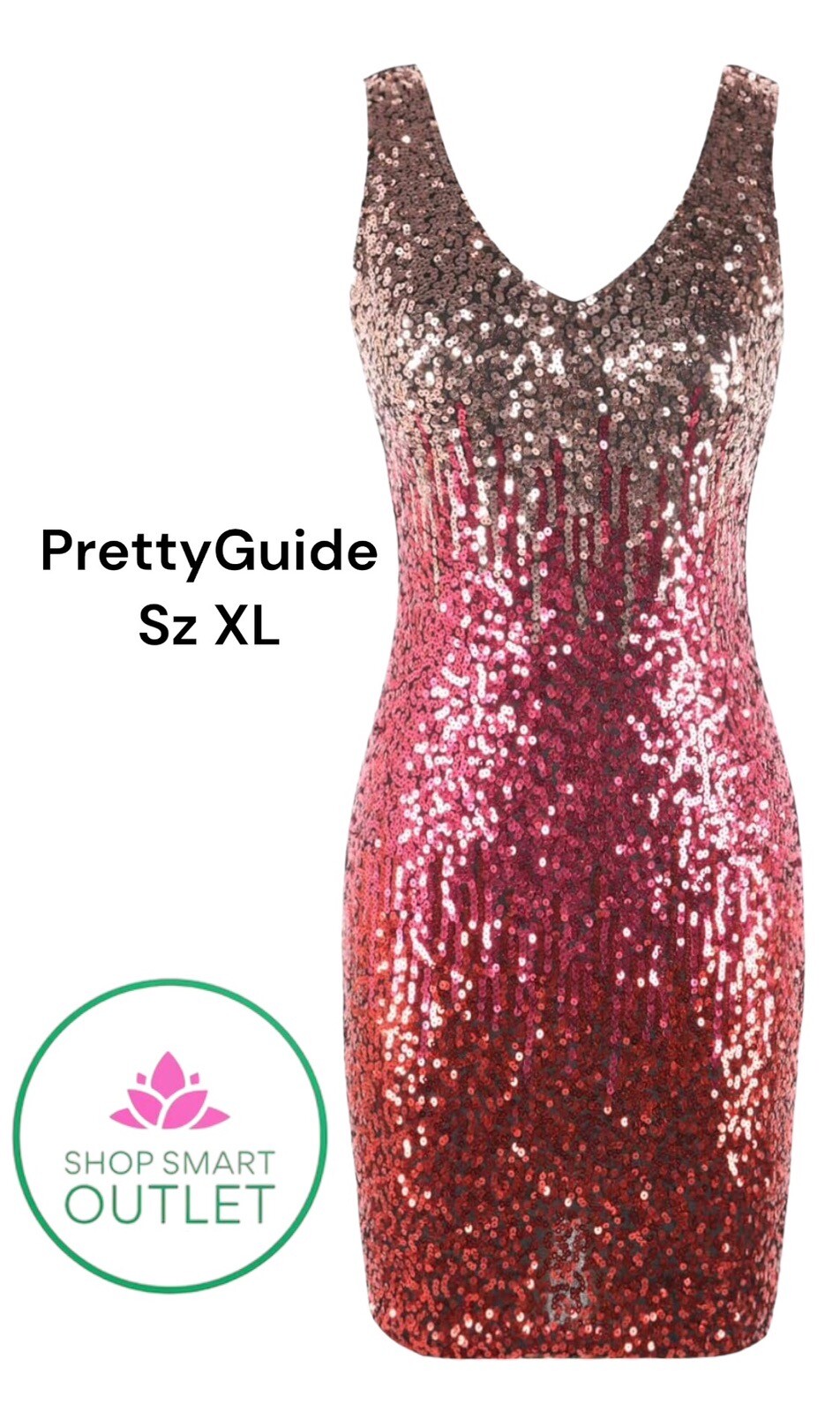 PrettyGuide Women Deep V Neck Sequin Sparkle Bodycon Stretchy Mini Party Dress