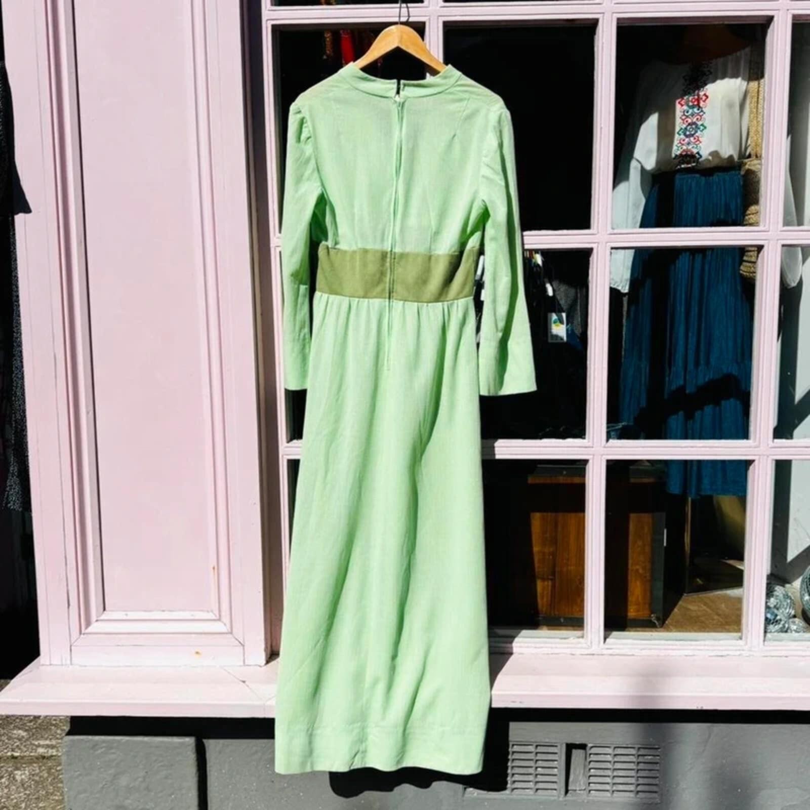 Vintage 70s Mint Green Maxi Dress
