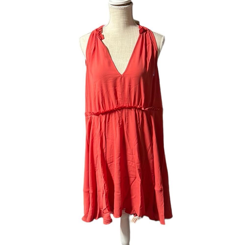 NWT Chelsea28 Nordstrom Sleeveless Knee Length Midi Dress Red Orange Womens M