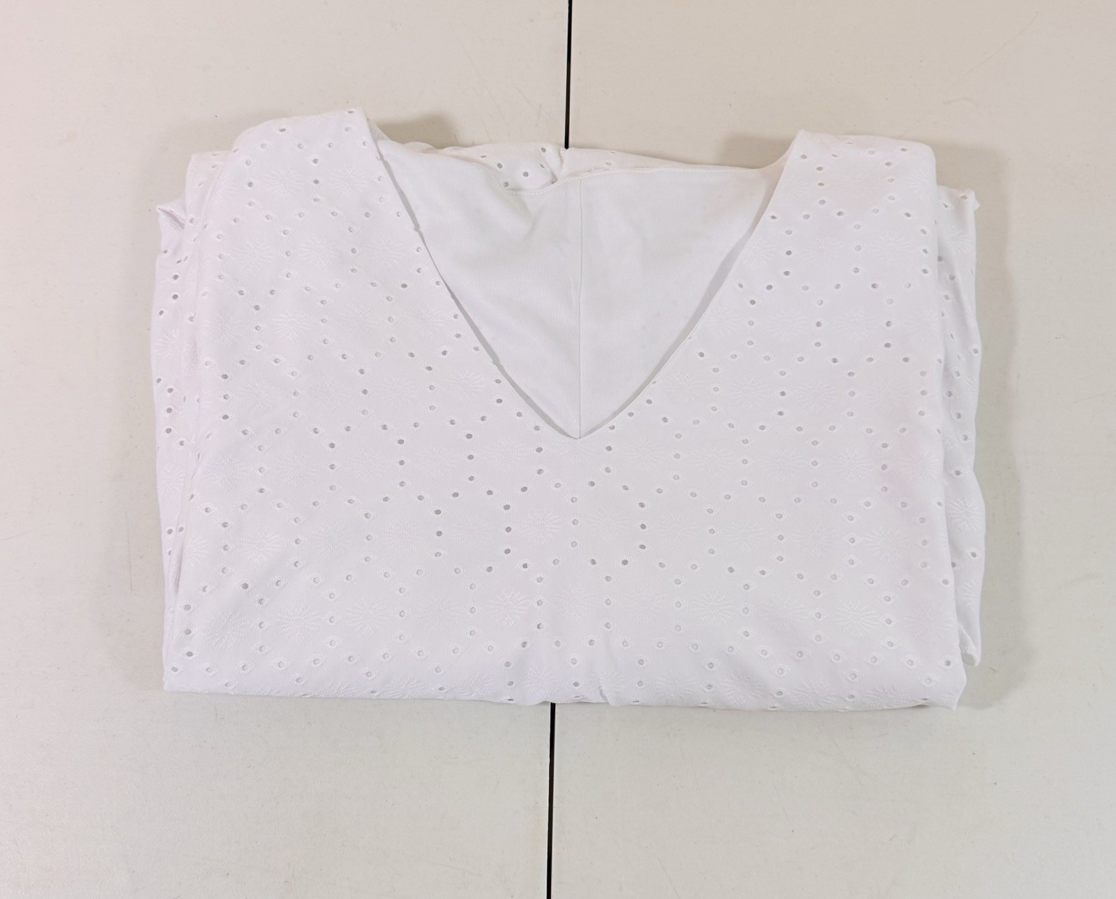 Women’s Plus White Lined Eyelet Lace Dress Sz 2XL SHEIN CURVE Bishop Sleeve