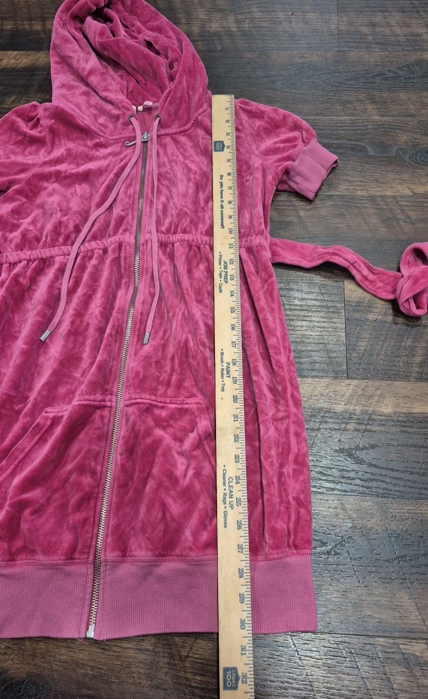 Juicy Couture Berry Vintage Velour Zip Hoodie Dress Y2K Size L USA Made