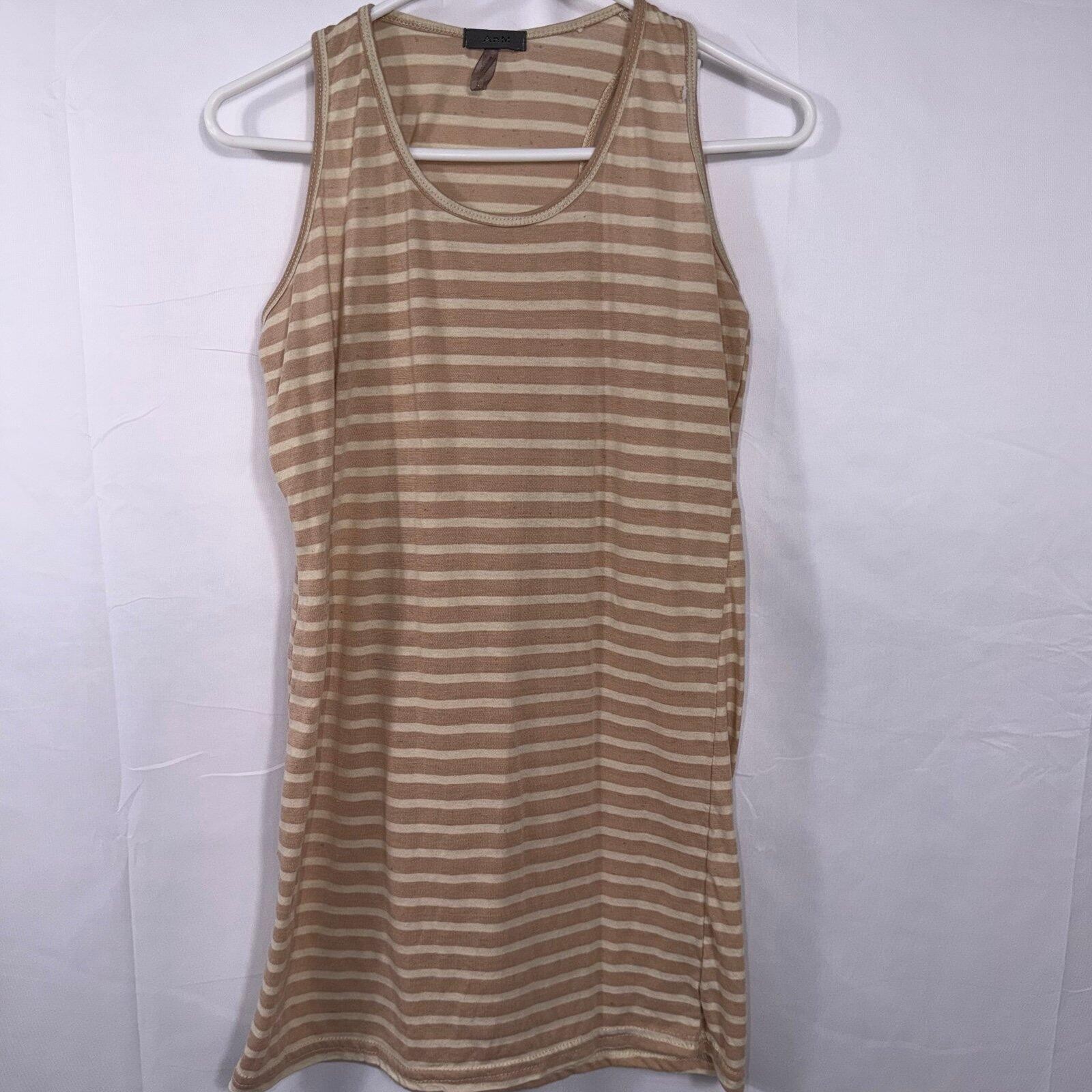 AnM Beige & Cream Striped Tank Dress Size Large