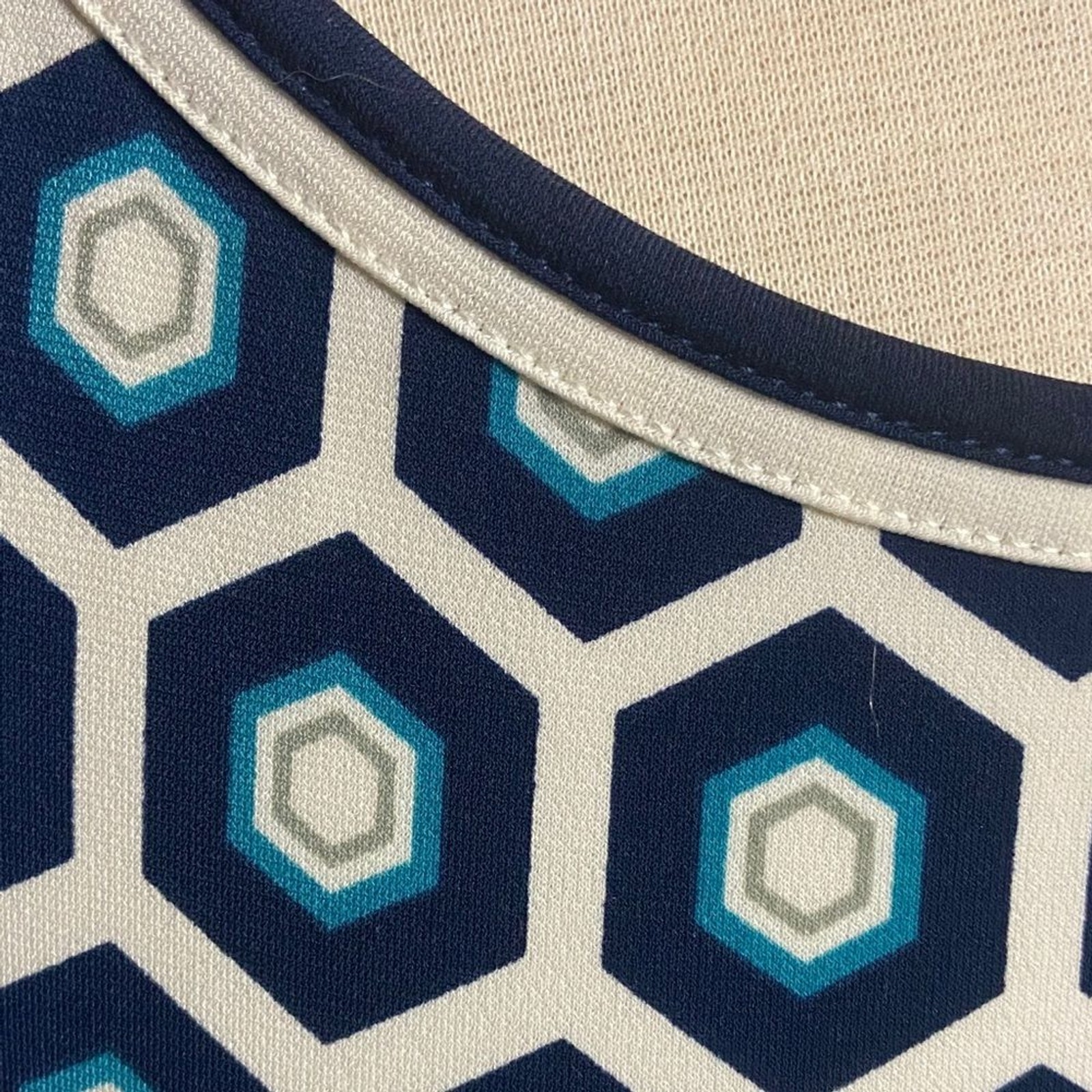 MAX STUDIO Tunic Geometric Blue and White Dress