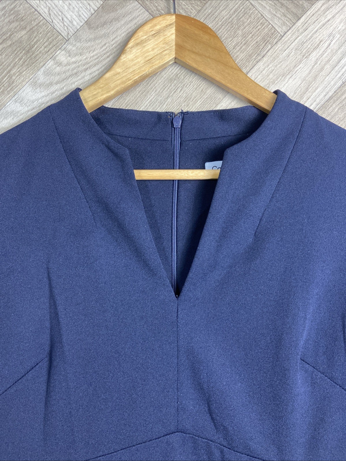 Calvin Klein Navy Blue Notched Neck Sheath Work Dress Women’s Size 14 Smart
