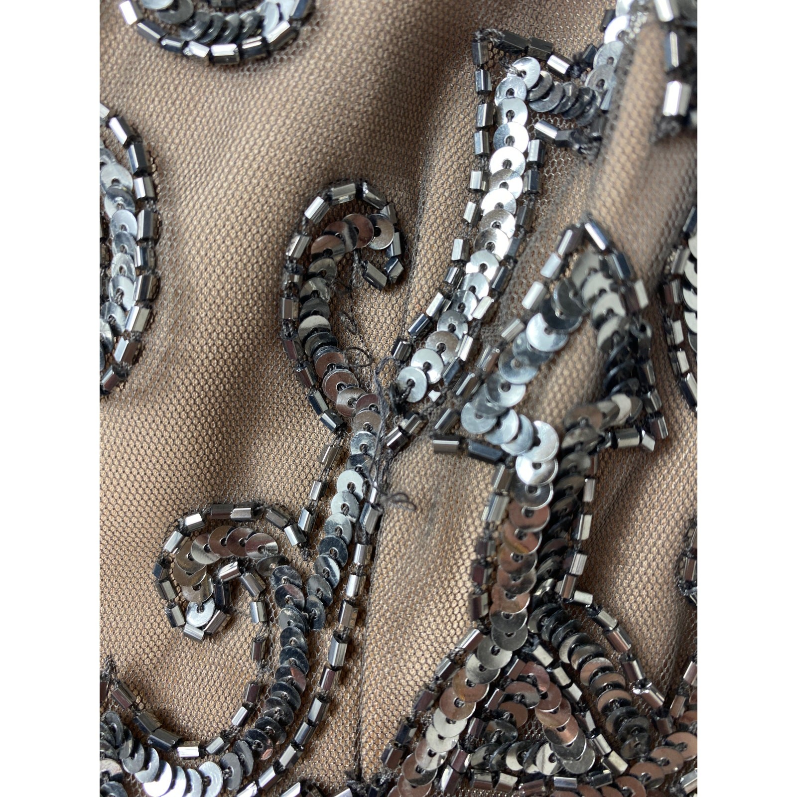 ADRIANNA PAPELL DRESS 2 SEQUIN BEADED WEDDING GUEST COCKTAIL PARTY SHORT DAMASK