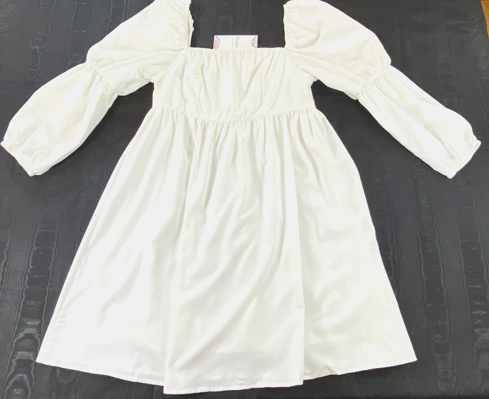 women’s Feager dress size medium white long sleeve square neck lining polyester