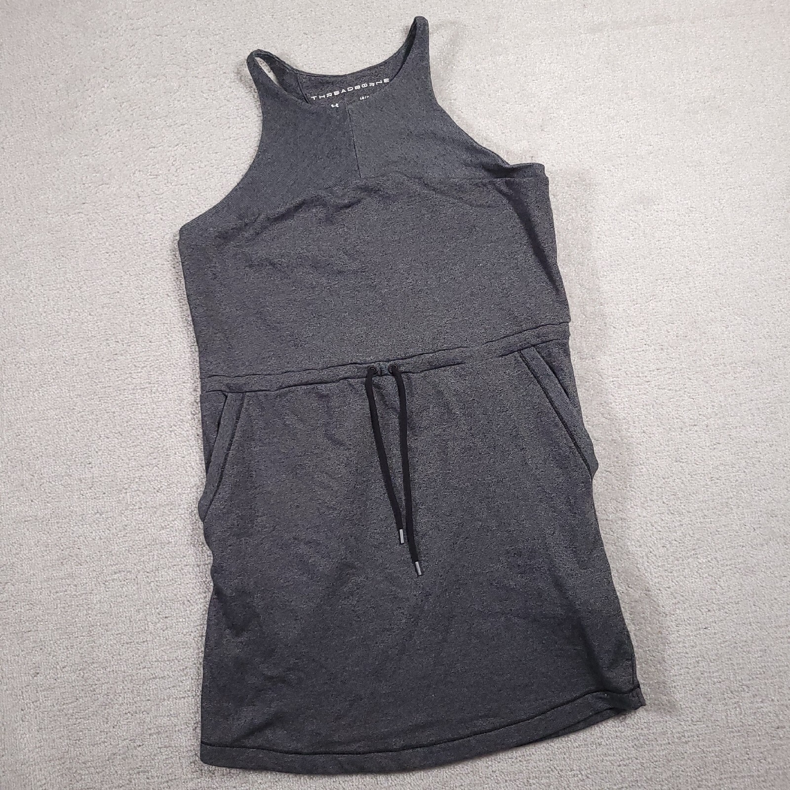 Under Armour Threadborne Shoreline Terry Dress Women’s Large Gray Pockets Cinch