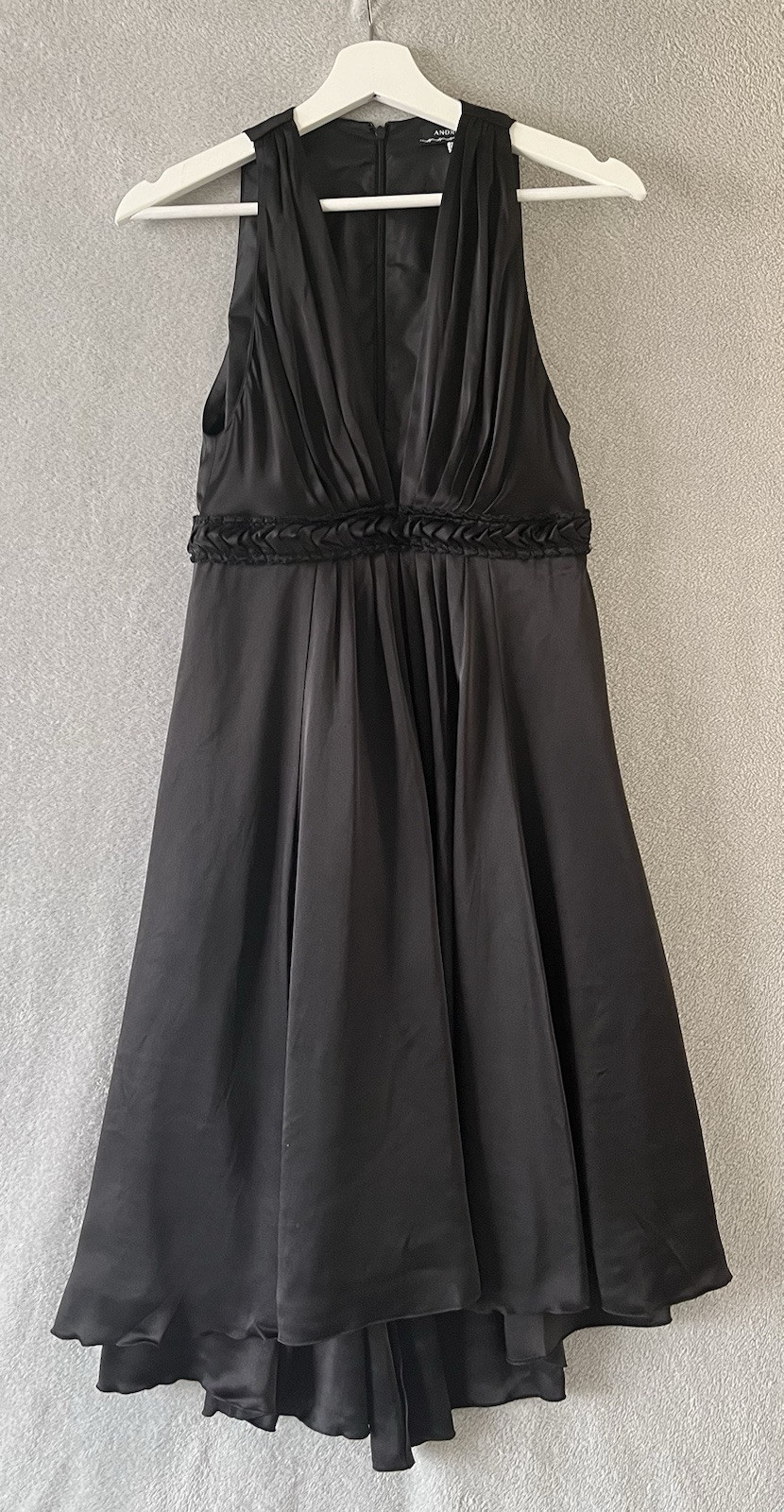 ANDREW GN Evening Dress Cocktail Party EU38 Black Satin ✔️AW 2008 Made In France