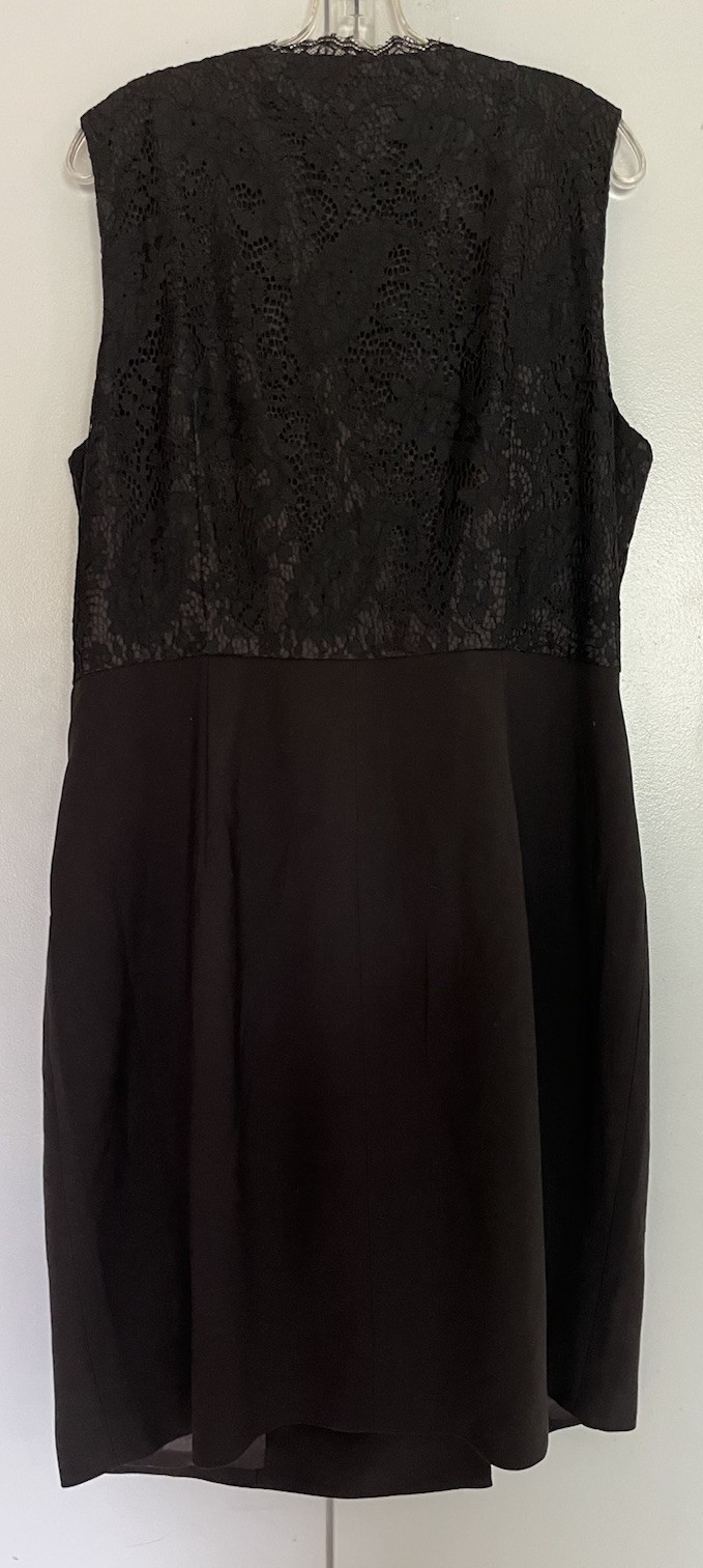 City Chic Button Up Double-Breasted Lace Blazer Dress Sz M 18 Black Sleeveless