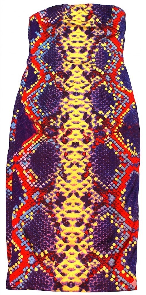 Akira Hearbreak Hotel Snake Print Sleeveless Tube Bodycon Dress, Small