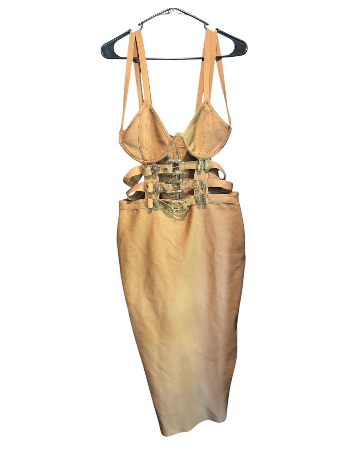 KAOUYOU Women’s Sexy tan Bodycon Bandage Dress Cut out tan size L
