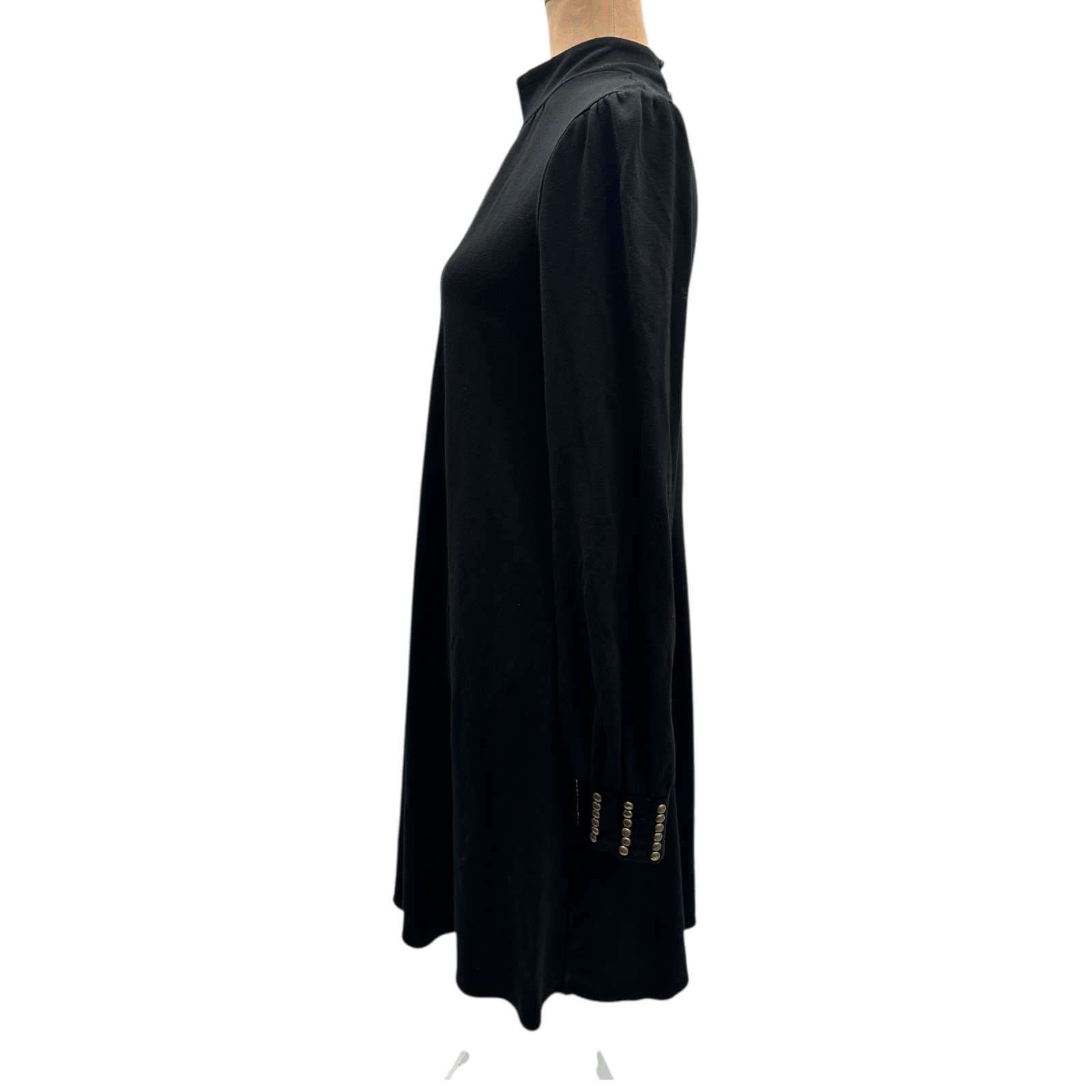 Sweetees Black Mock Neck Studded Cuff Long Sleeve Dress Medium Stretch