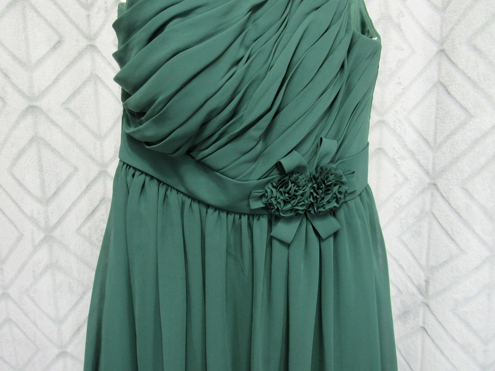Azazie Dress Size S- M Green One Shoulder Sleeveless Side Zipper Lined Formal