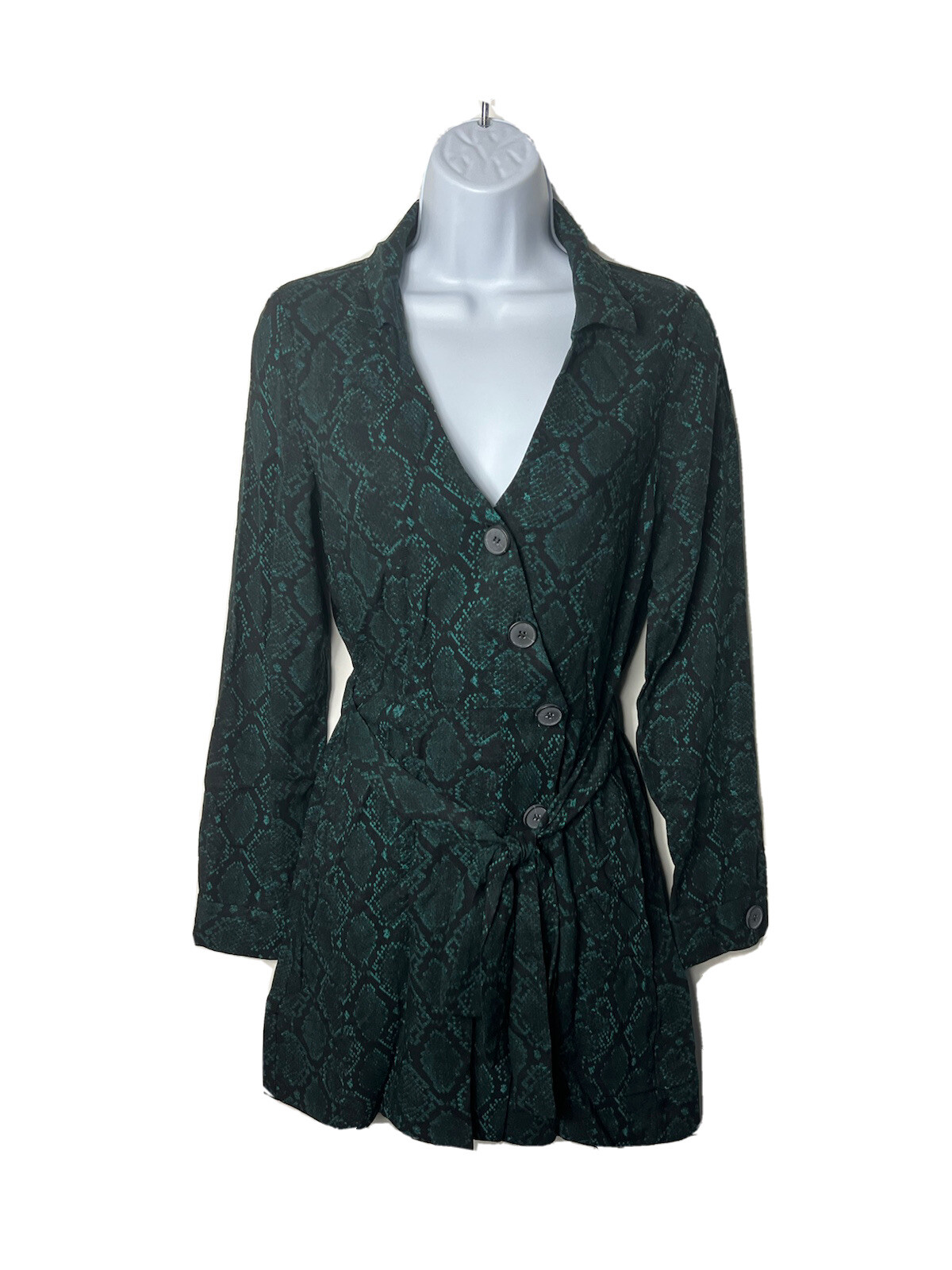 Zara Animal Print Wrap Mini Dress Snake Skin Green Whimsigoth Small New Grunge