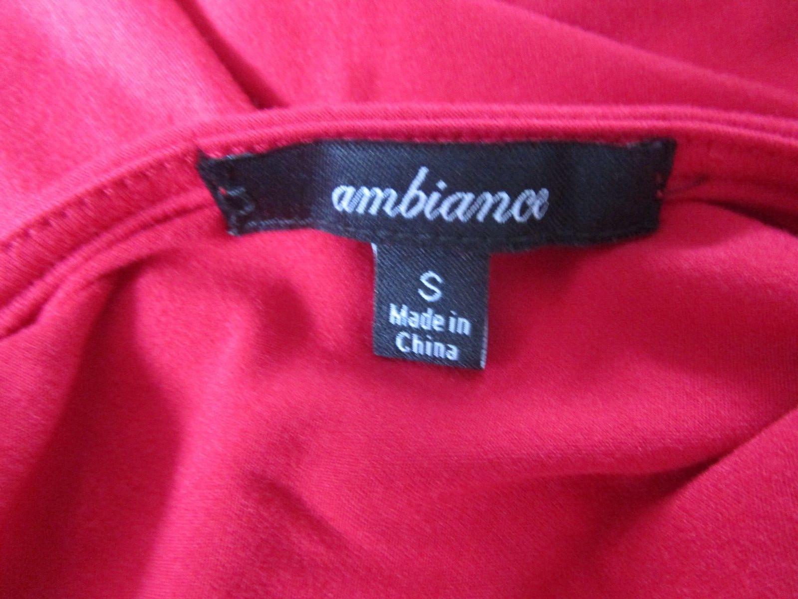 Ambiance Apparel Short Sleeve Square Neck Sort Red T-Shirt Dress Size S NEW