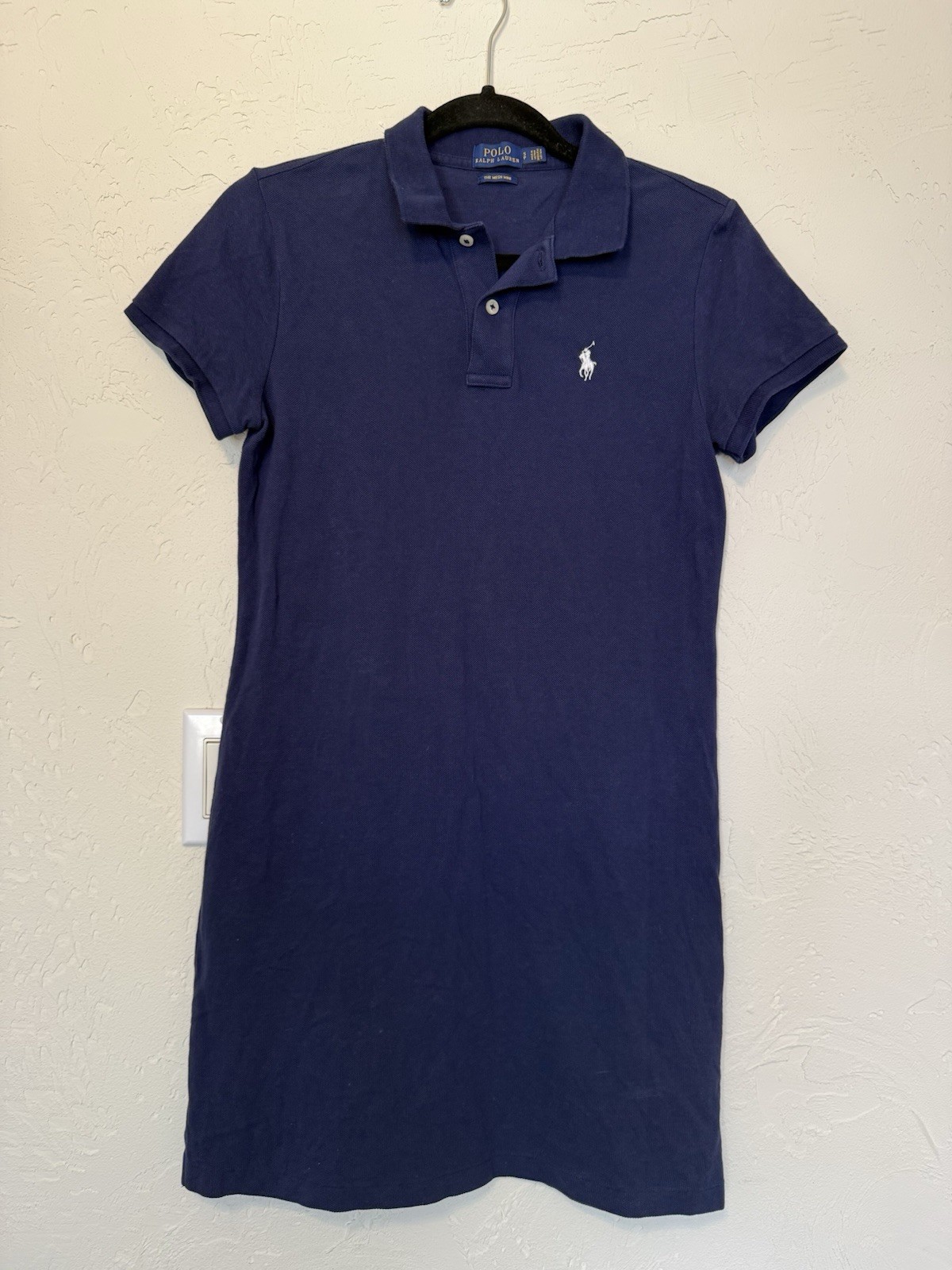 Polo Ralph Lauren Womens S/P The Mesh Mini Dress Blue Short Sleeve Preppy Dress