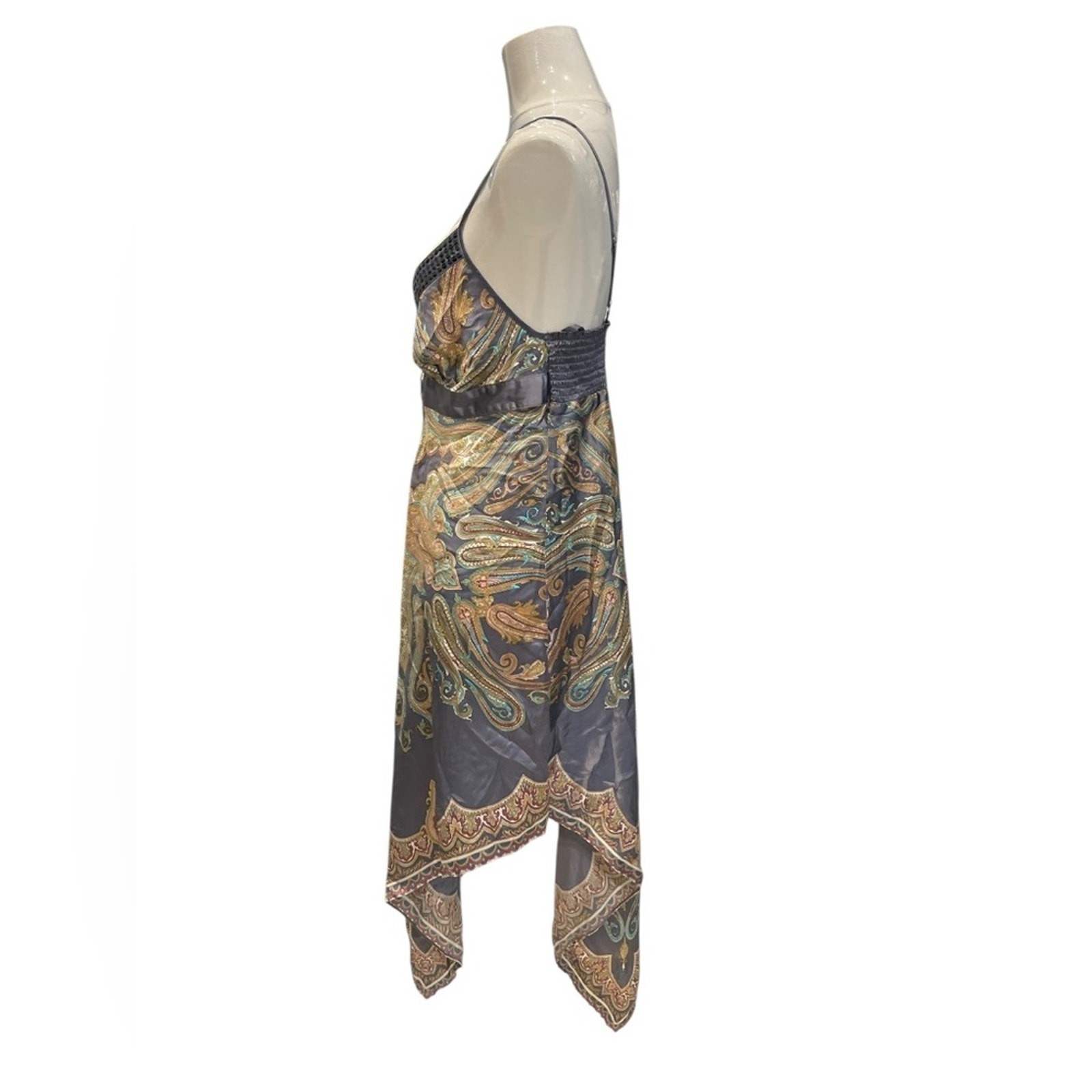 Cortefiel Elegant Multicolor Spaghetti Strap Dress Size:L
