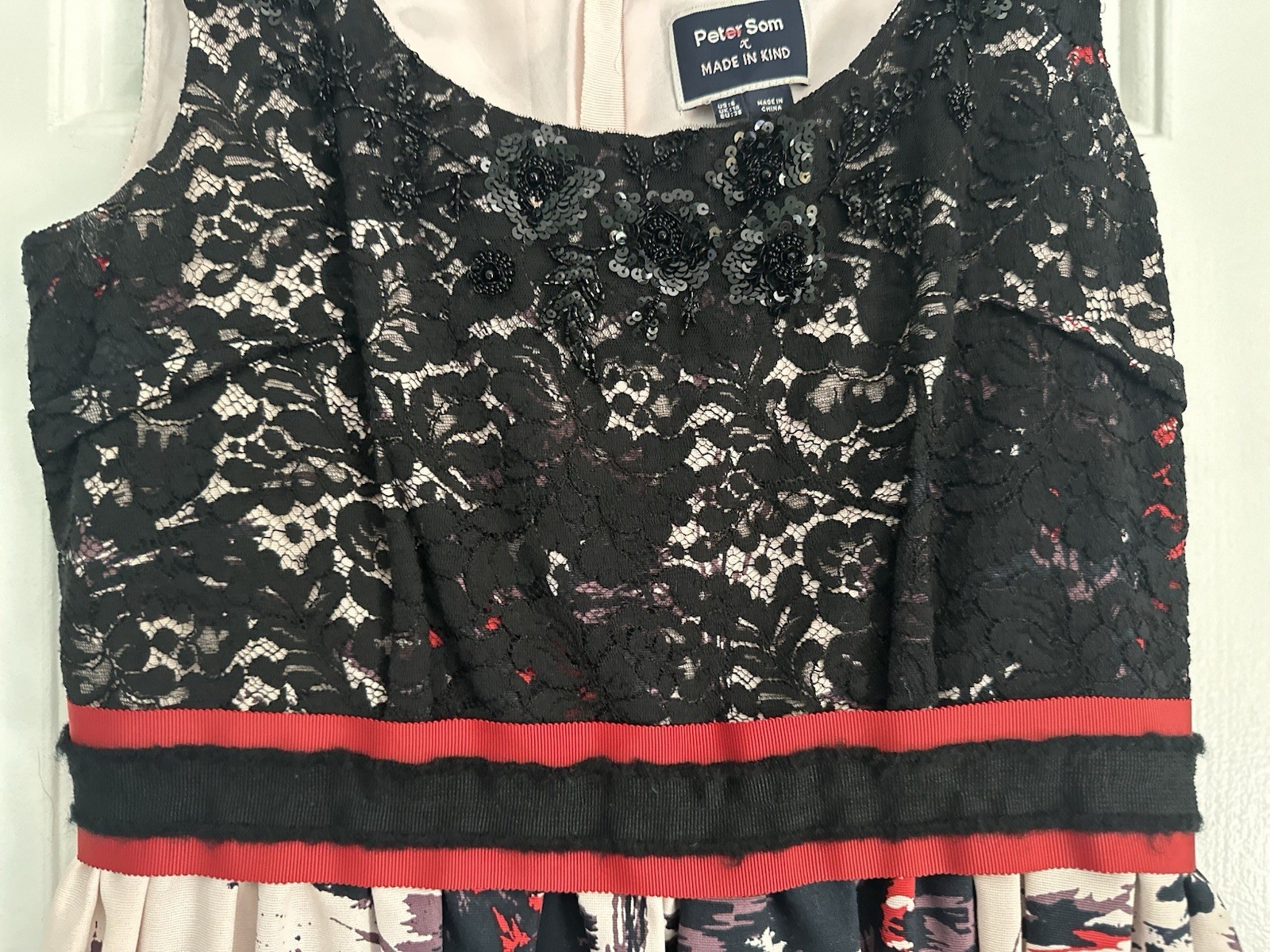 Anthropologie Peter Som Brushstroke Blossoms Lace Bodice Dress Size 6 MSRP 248$