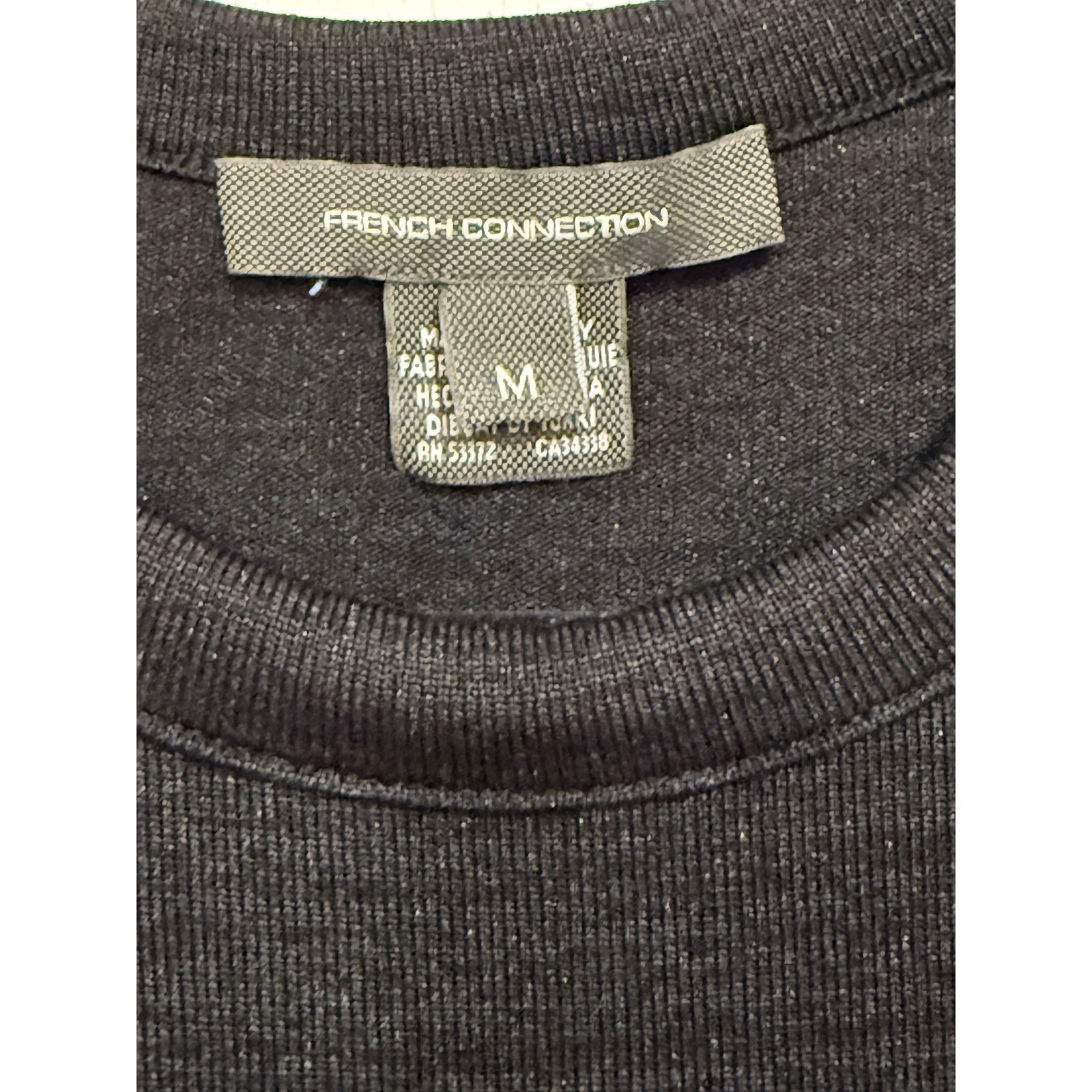 French Connection Womens Black Long Sleeve Knit Midi Column Dress Size M
