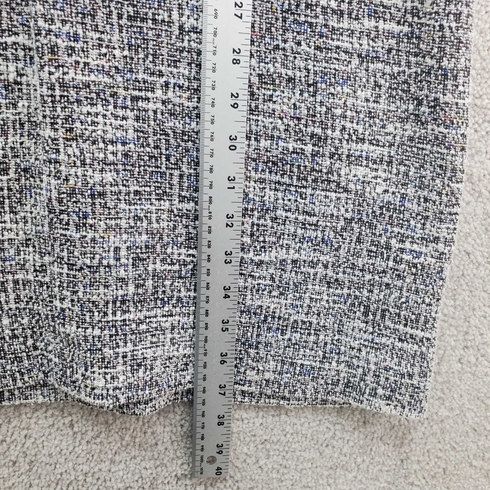 Calvin Klein Shift Dress Women 14 Multicolor Tweed Stretch Short Sleeve Back Zip