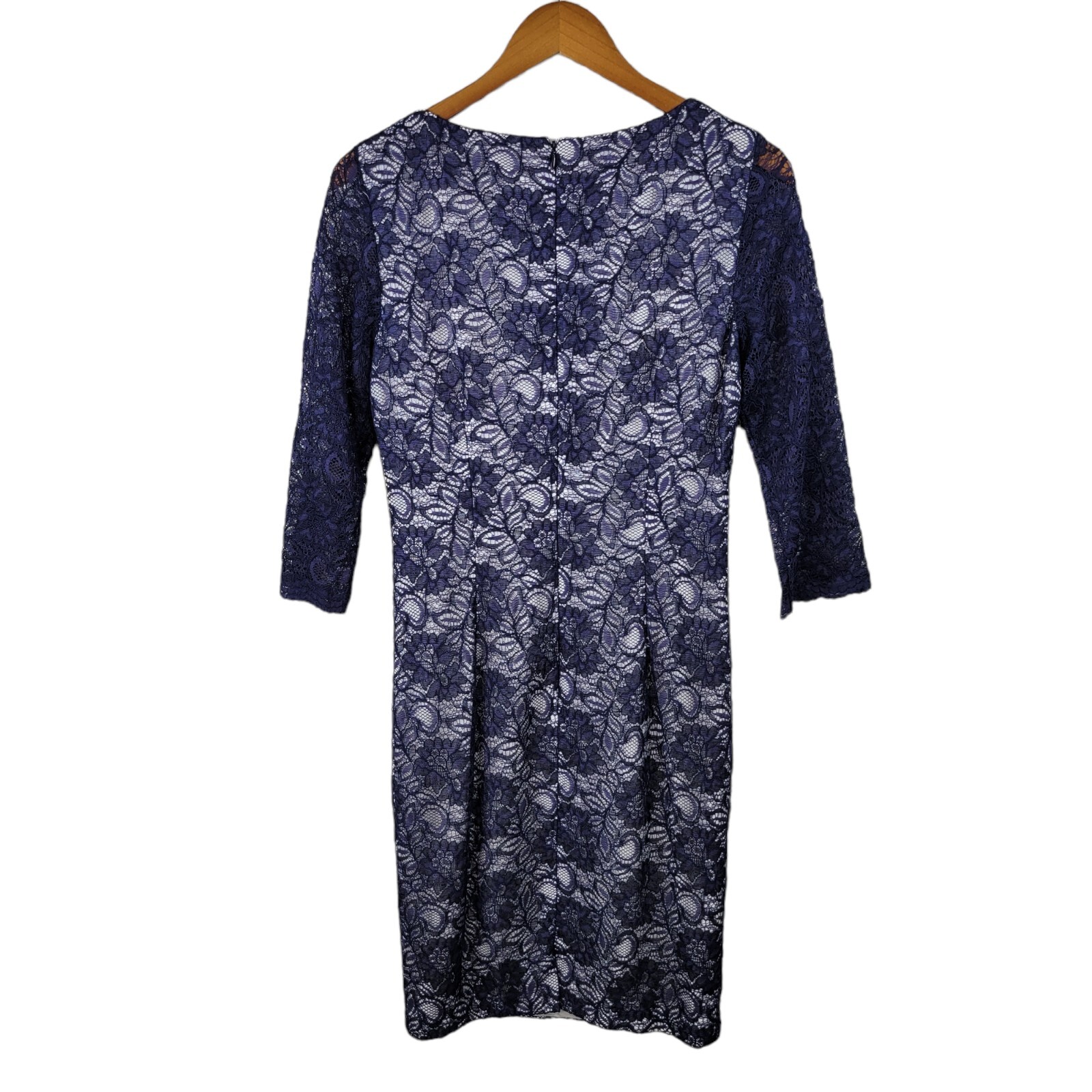 JCLS Collection size 6 Lace Dress Stretch cocktail Lined party Navy Blue