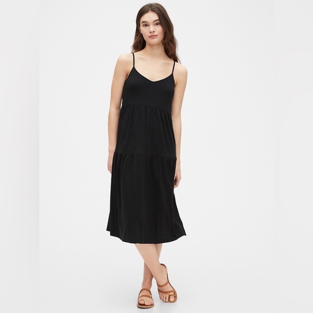 GAP Midi Tiered Sundress BOHO Petite XS Black NEW with tag [COPY]