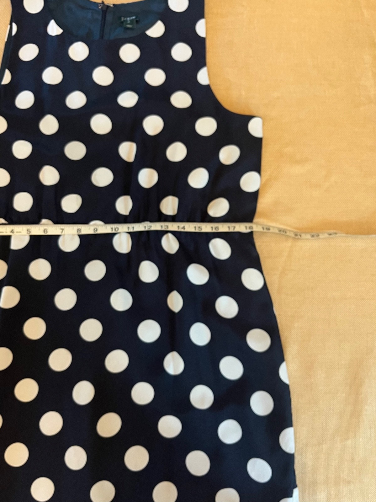 J. Crew Navy White Polka Dot Sleeveless Sheath Dress Size 14 Style 43750