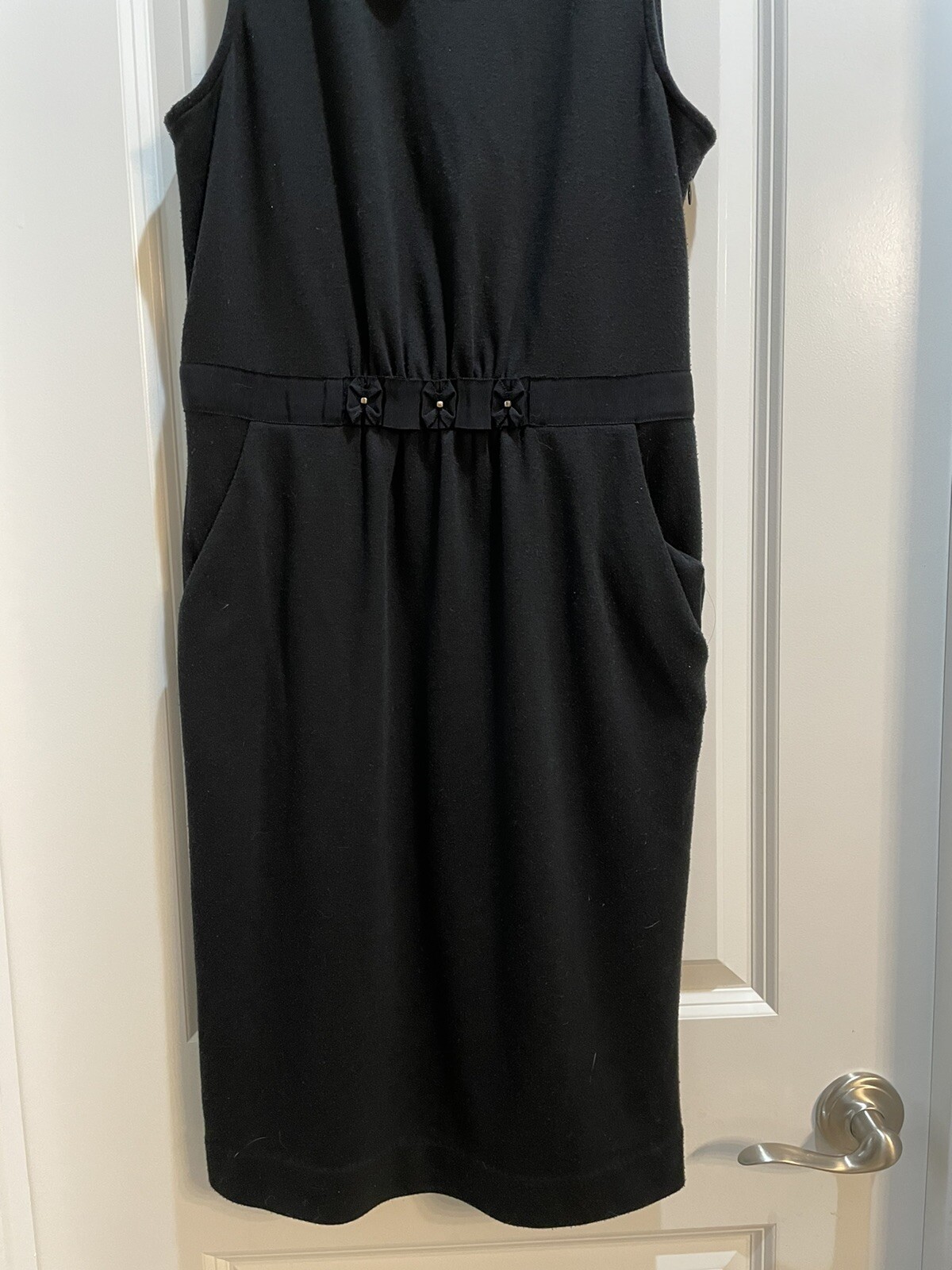 J.Crew Womens Dress Sz 8 Black Collared Neck Sleeveless Cinch Waist Side Pocket