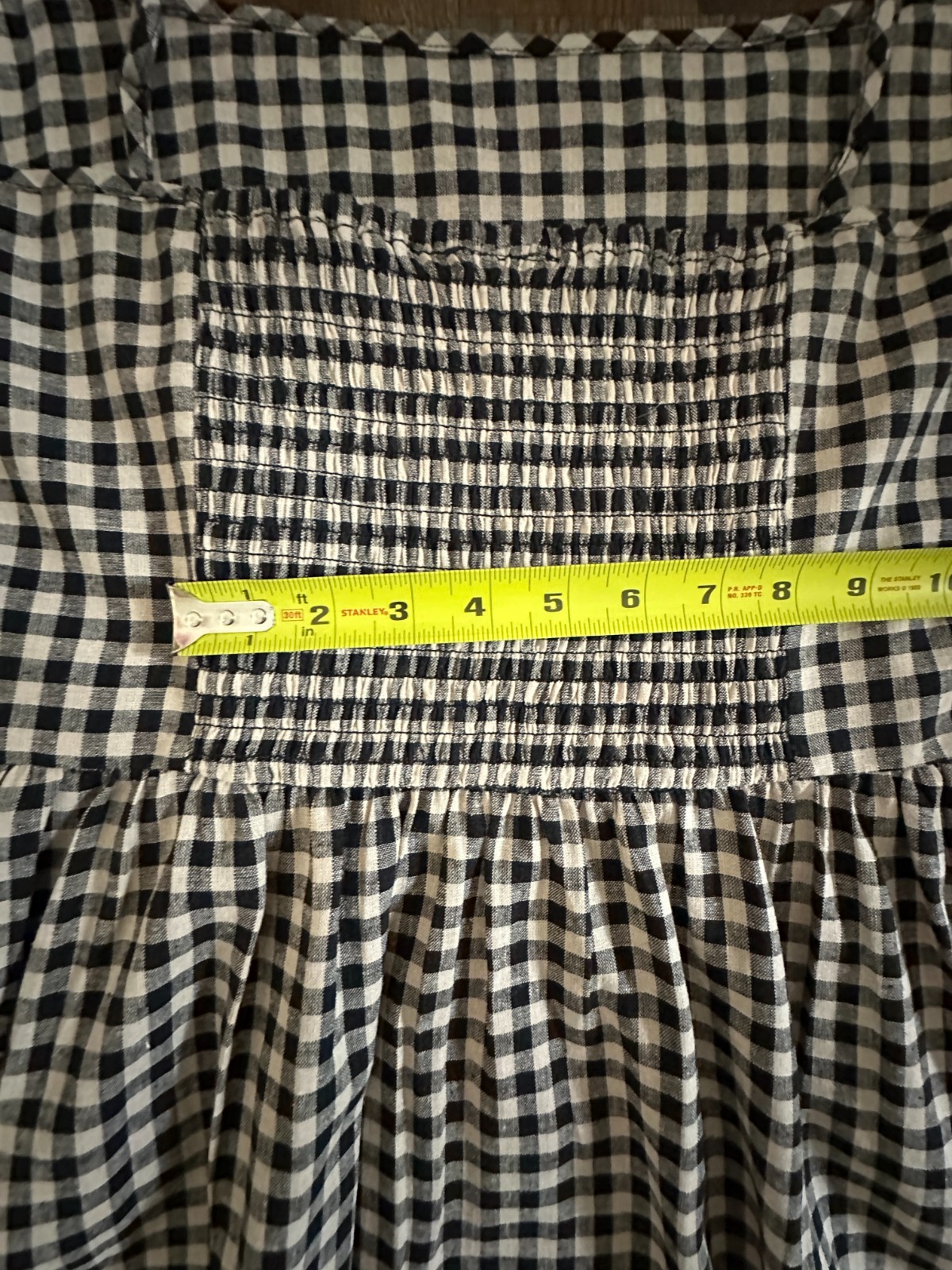 GAP Black Ivory Gingham Linen Blend Drop Waist Dress XL Pockets NWT