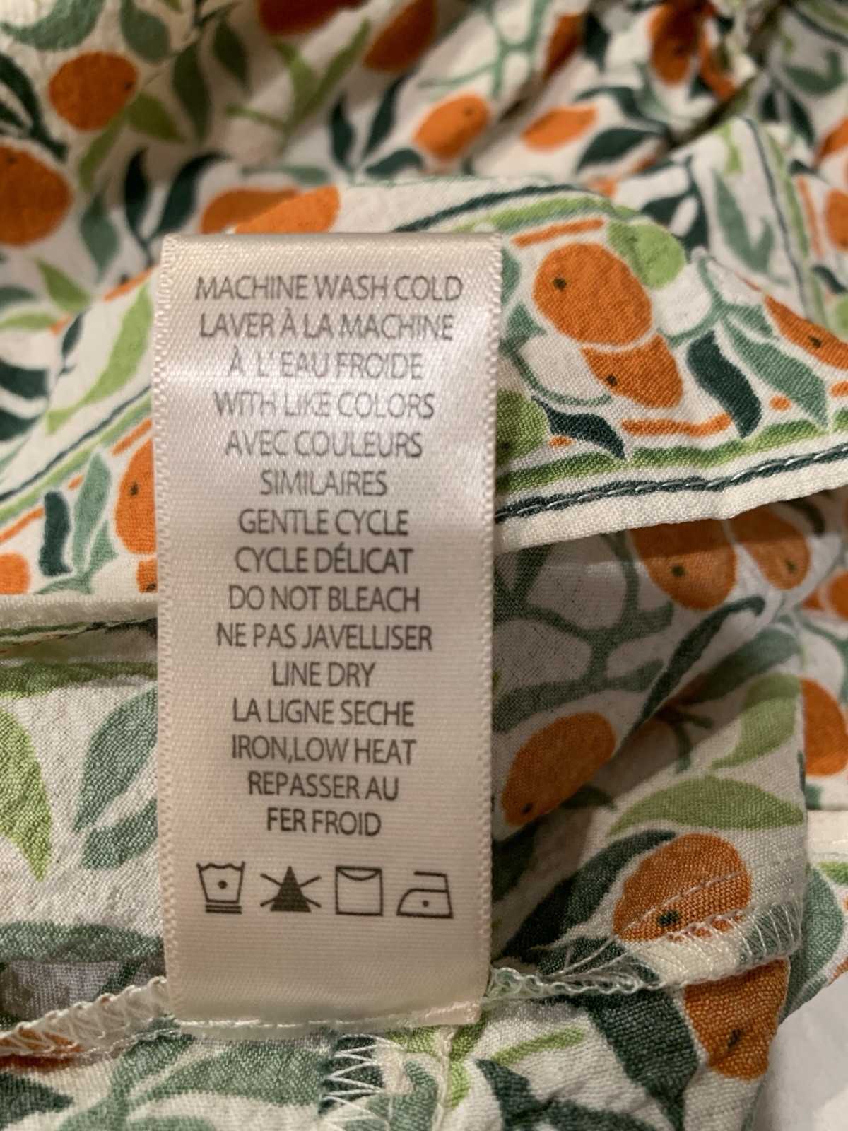 Max Studio London White Orange Green Floral Smocked V-Neck Mini Dress L NWT
