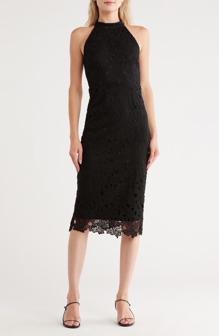 NEW NSR Norma Halter Midi Dress Black Size L