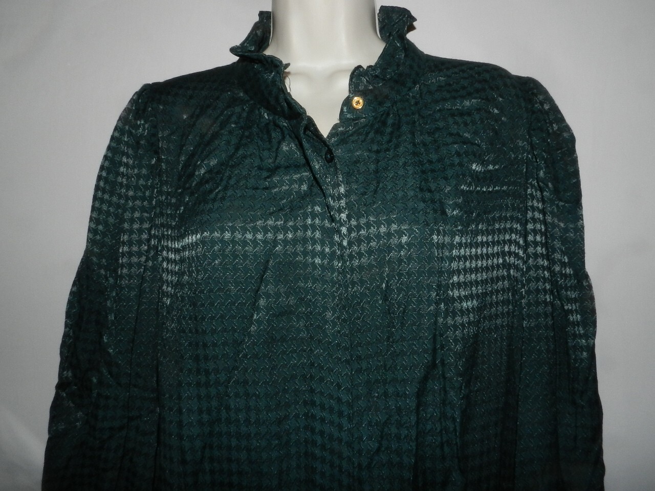 CALVIN KLEIN Womens Green Button Cuff Balloon Sleeve Midi Shirt Dress 14 no belt