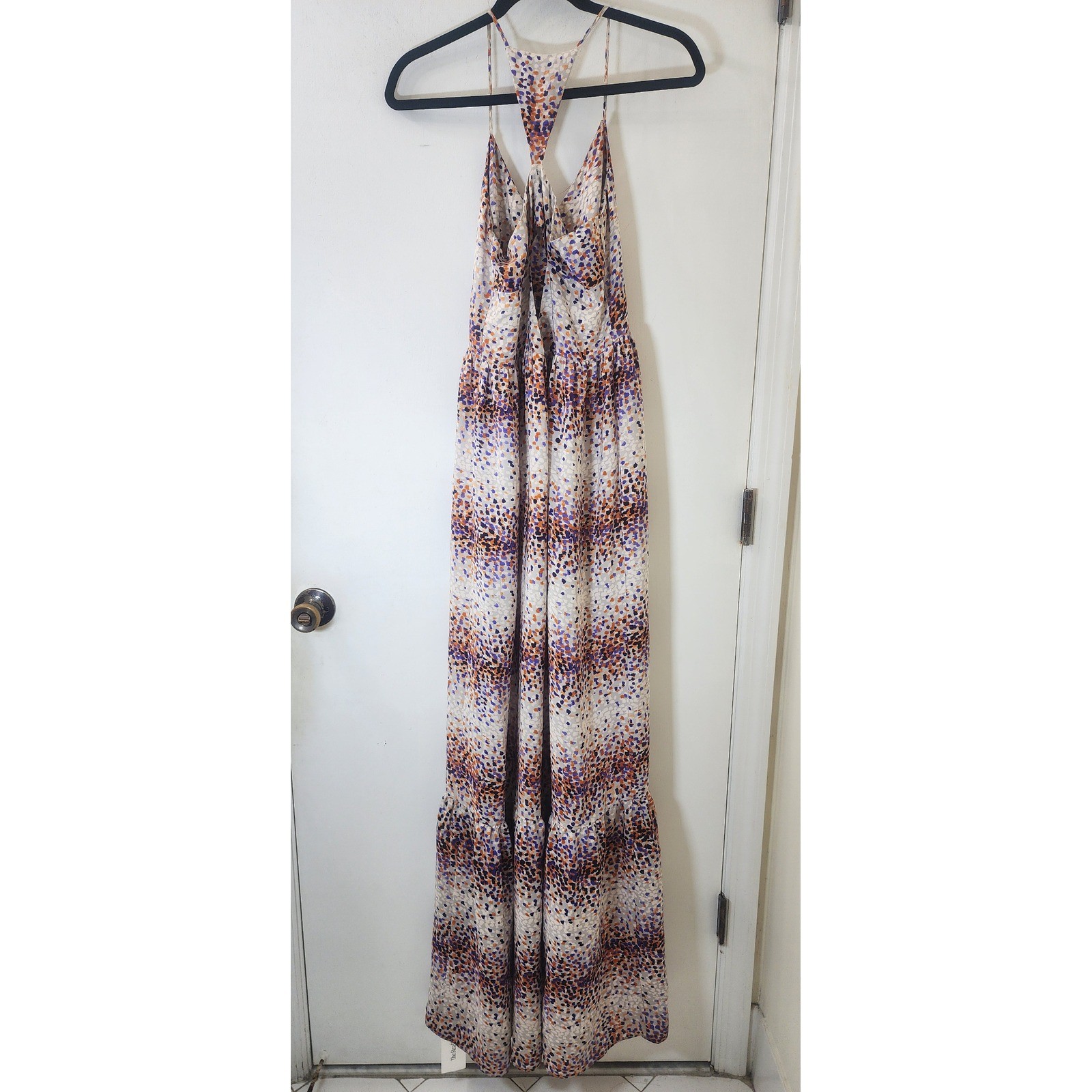 Parker Women Abstract Print Racerback Maxi Dress Purple Orange Multi Size S