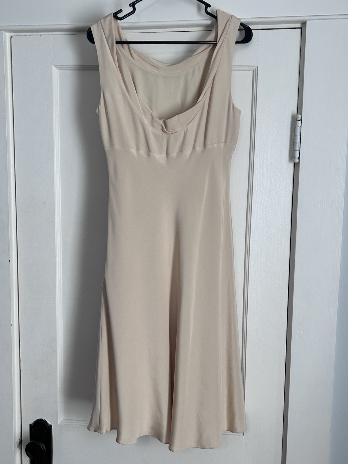 NWT J.Crew 100% Silk Cowl Neck Low Back A-Line Dress Size 8 Champagne