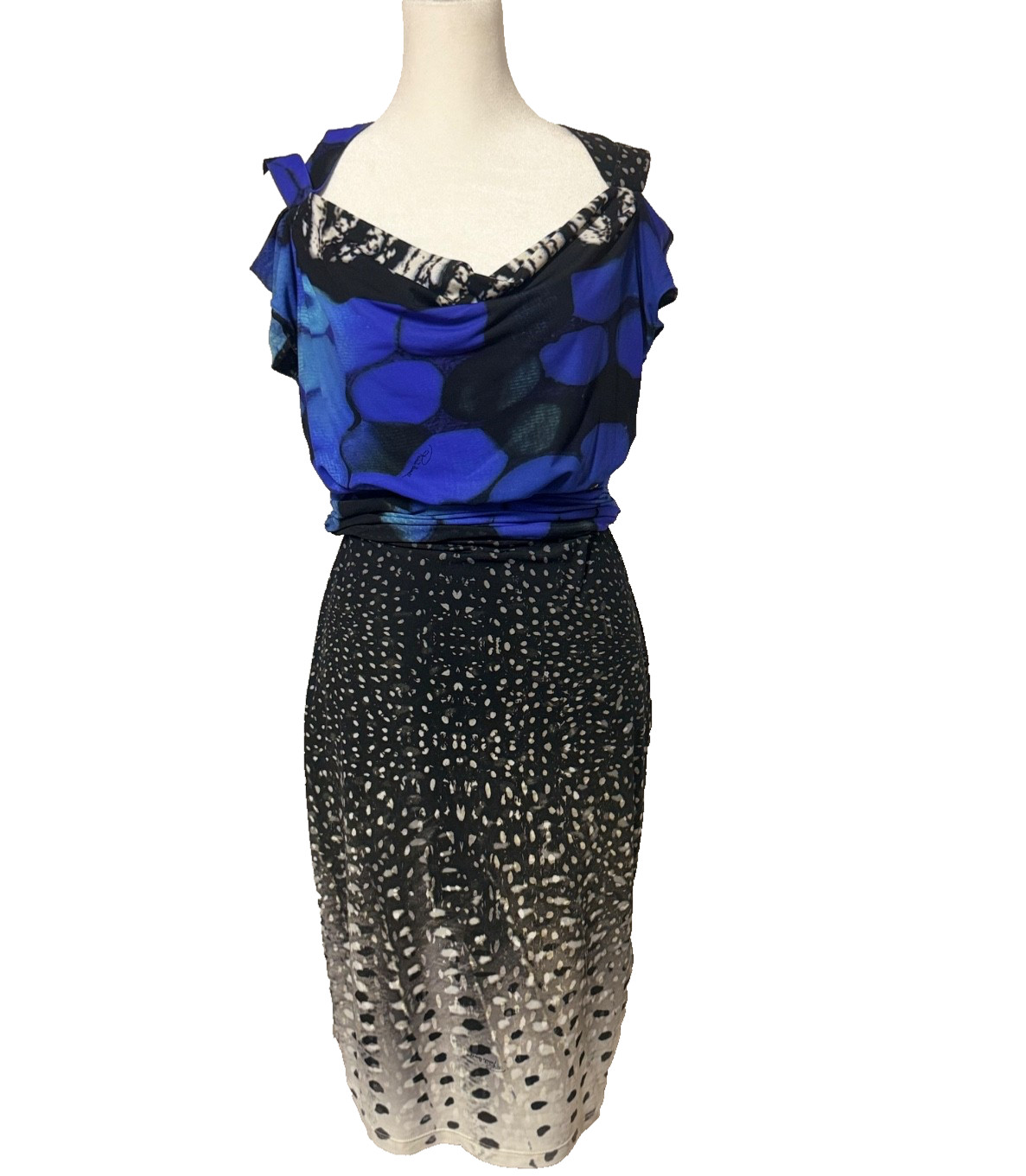 2009 Roberto Cavalli Cutout Shoulder Knee Dress Y2K Large