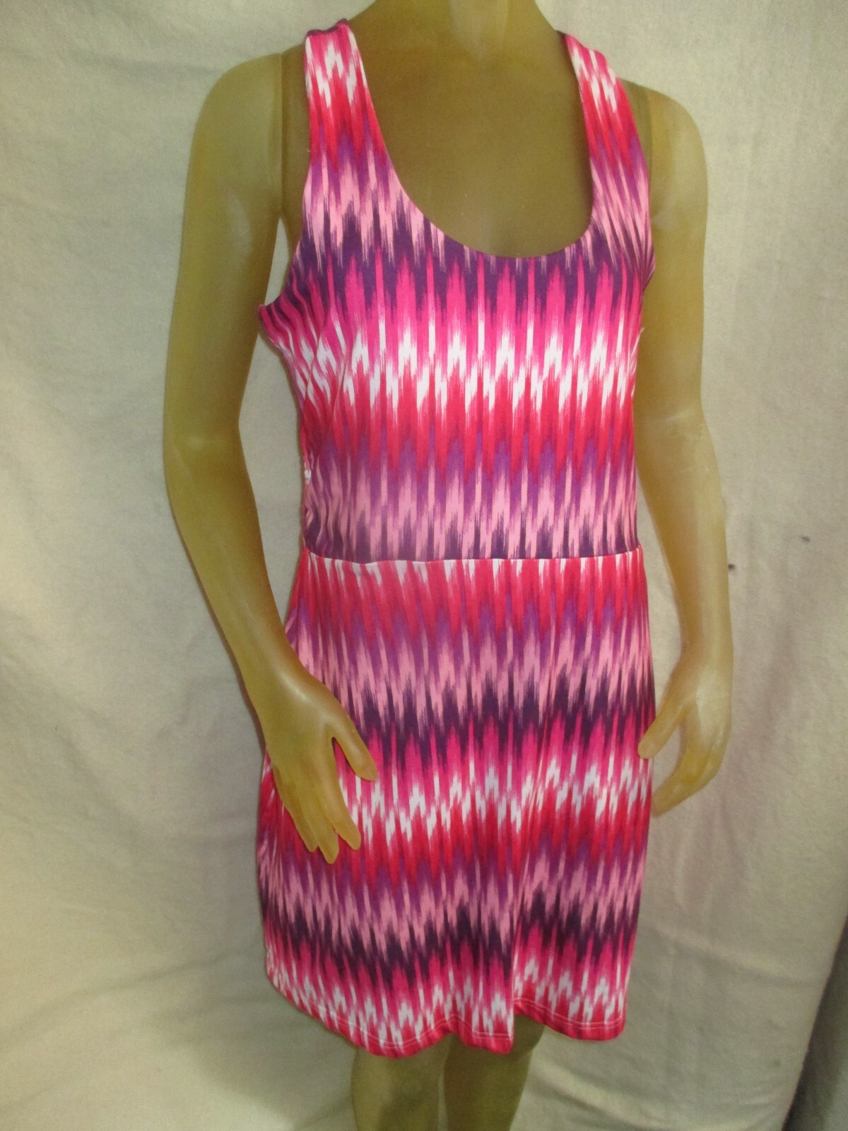 Tehama Dress – Womens Lg Summery Knit Sundress in Pink, Purple White