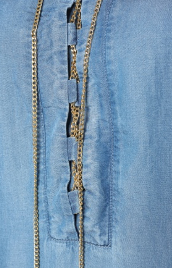MICHAEL KORS BLUE CHAMBRAY DENIM LACE-UP SHIFT DRESS SIZE LARGE RRP £175.00 VGC